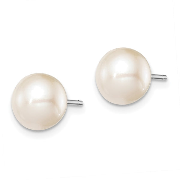 Rhodium-Plated Sterling Silver 8-9mm Freshwater Pearl Earrings