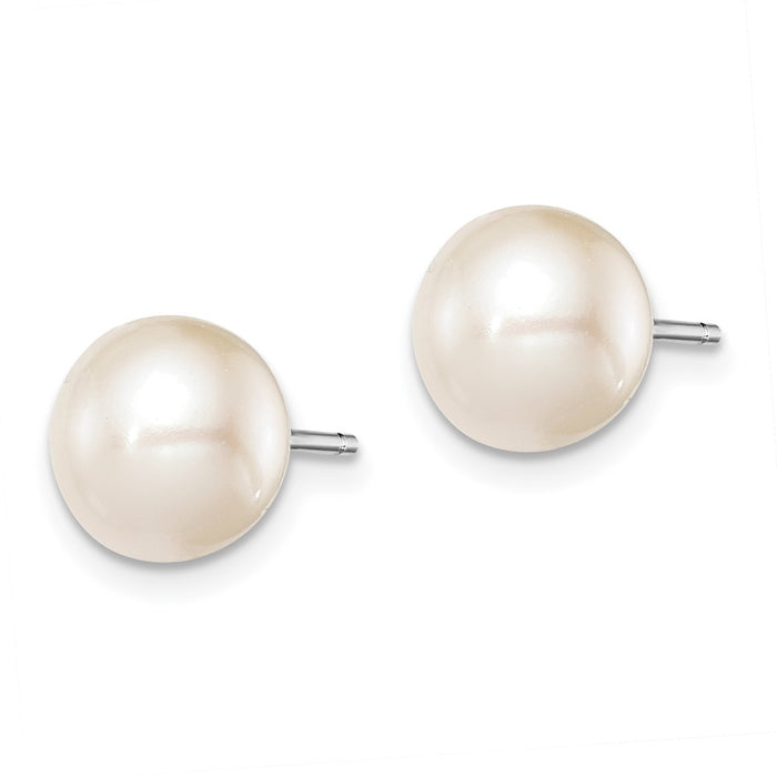Buy Stylish Rhodium-Plated Sterling Silver 8-9mm Freshwater Pearl Earrings-2