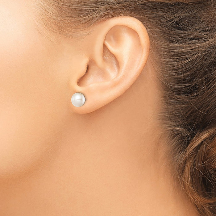 Buy Stylish Rhodium-Plated Sterling Silver 8-9mm Freshwater Pearl Earrings-3