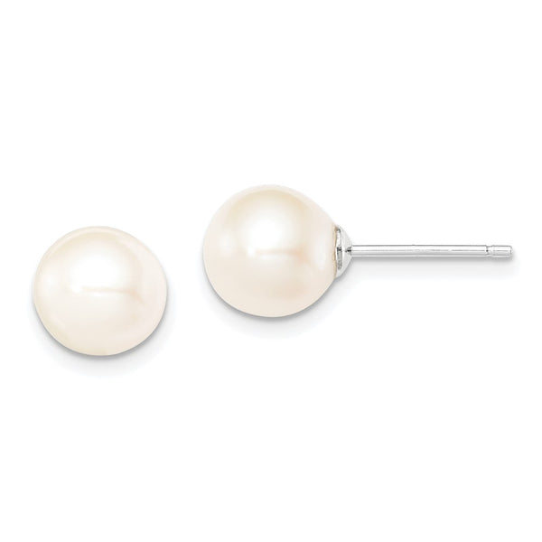 Rhodium-Plated Sterling Silver 8-9mm Freshwater Pearl Earrings