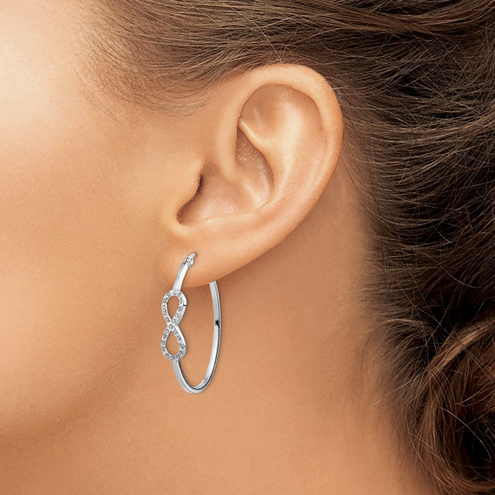 Buy Exclusive Diamond Fascination Infinity Hoop Earrings - Stylish Sterling Silver, Platinum Plating