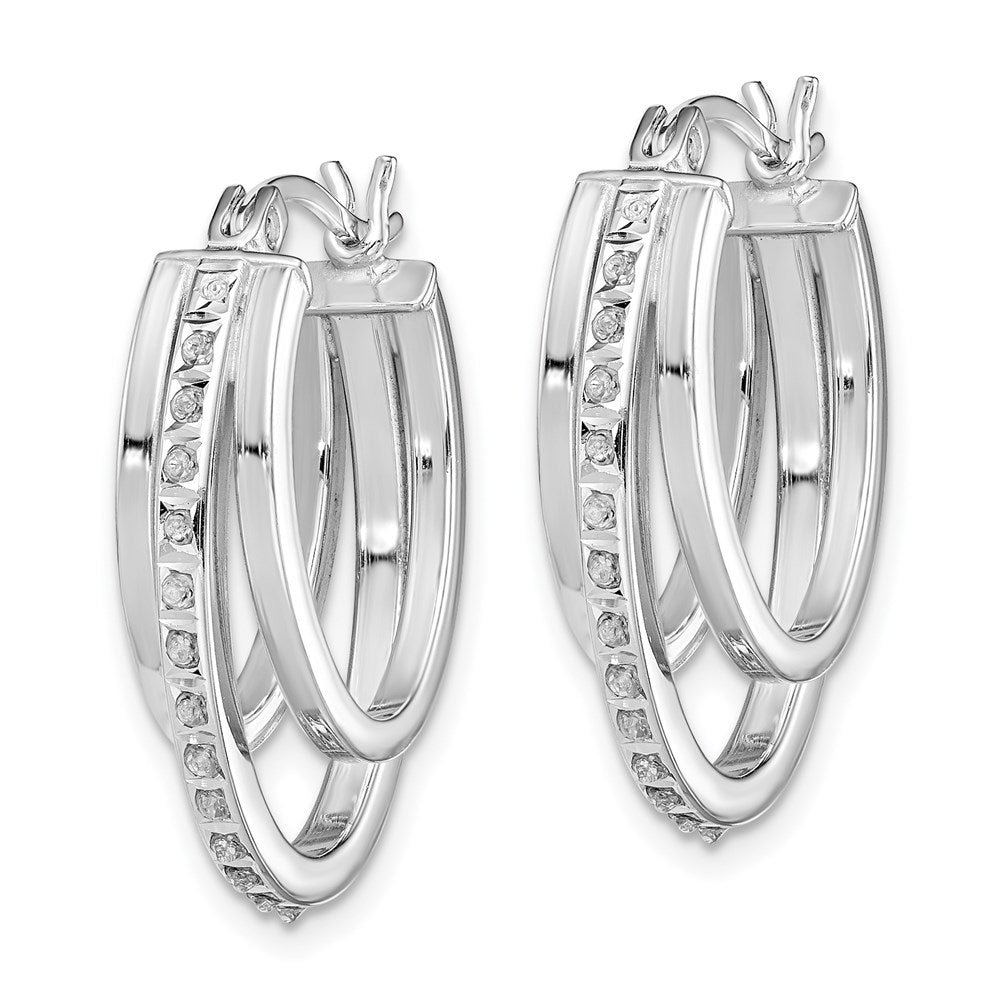 Exclusive Diamond Fascination Multi-Hoop Earrings - Stylish Sterling Silver, Affordable Luxury