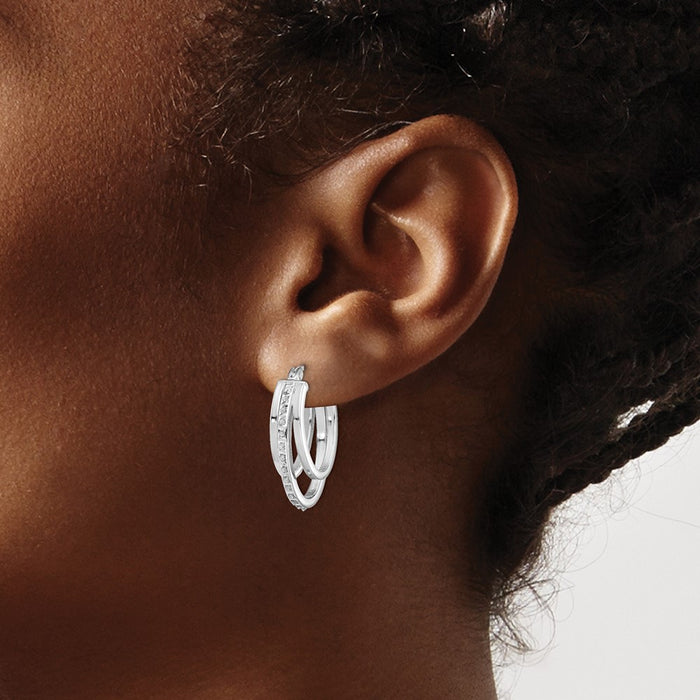 Exclusive Diamond Fascination Multi-Hoop Earrings - Stylish Sterling Silver, Affordable Luxury-3