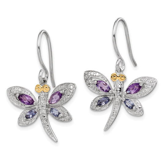Order Stylish Rhodium-Plated Dragonfly Earrings, 14K Gold & Gemstone Accents