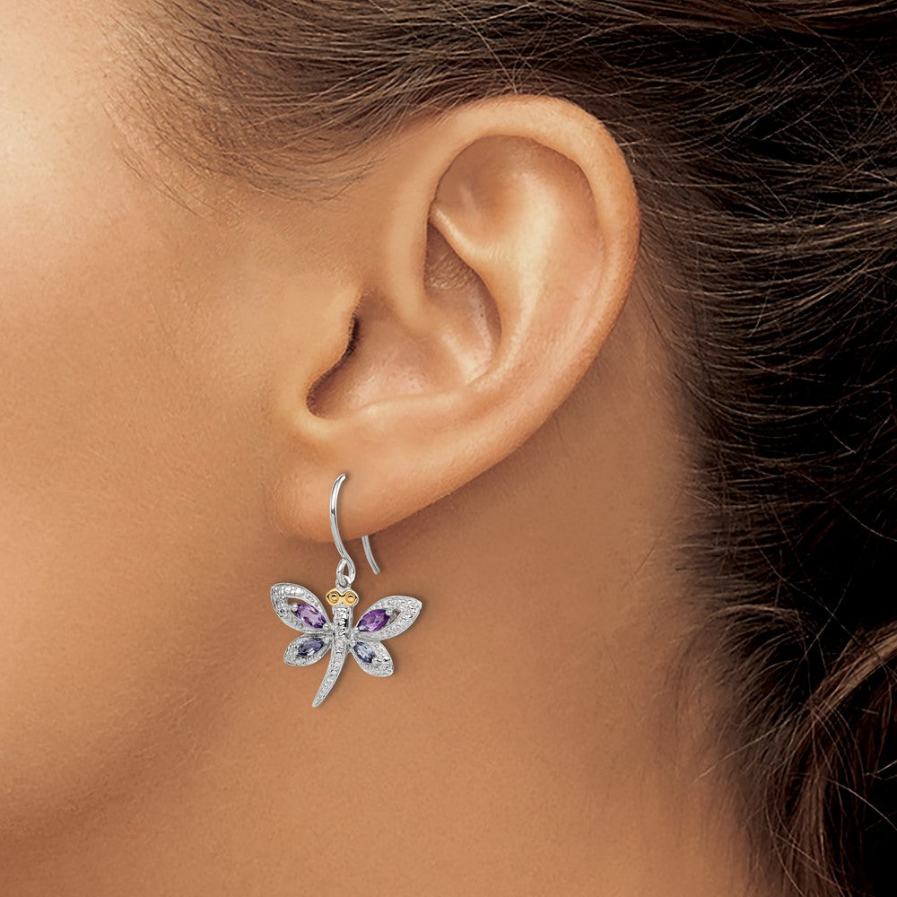Order Stylish Rhodium-Plated Dragonfly Earrings, 14K Gold & Gemstone Accents