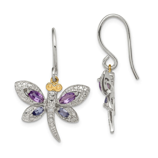 Order Stylish Rhodium-Plated Dragonfly Earrings, 14K Gold & Gemstone Accents