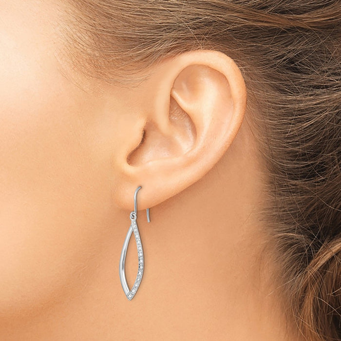High-Quality Rhodium-Plated Sterling Silver Diamond Dangle Earrings | Stylish Value-3