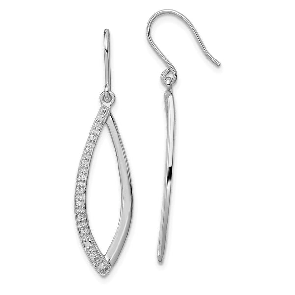 Rhodium-Plated Sterling Silver Diamond Dangle Earrings - Style GR1-1008196
