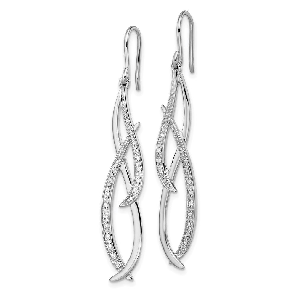 Exclusive Rhodium-Plated Sterling Silver Diamond Dangle Earrings - Stylish Luxury
