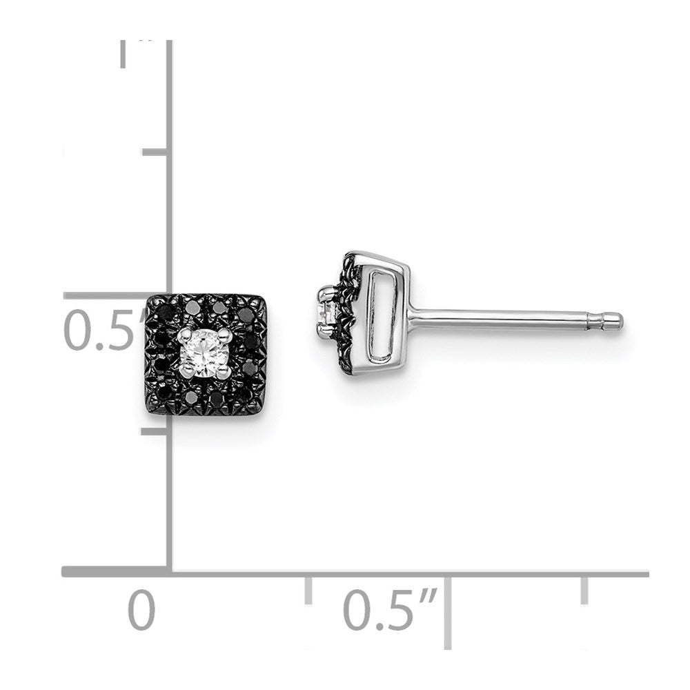 Shop Exclusive Rhodium-Plated Sterling Silver Square Stud Earrings with Diamonds - Stylish Luxury!