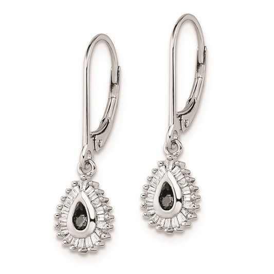 High-quality Rhodium-Plated Sterling Silver Dangle Earrings with Diamonds