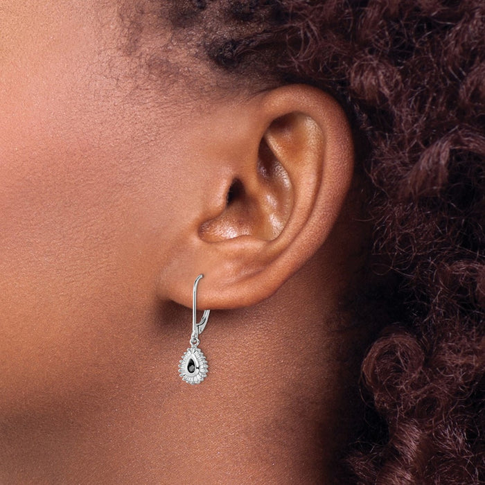 High-quality Rhodium-Plated Sterling Silver Dangle Earrings with Diamonds-3
