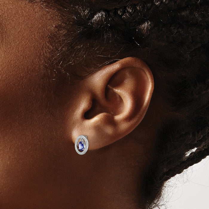 Buy Stylish Rhodium-Plated Sterling Silver Earrings with Diamond & Tanzanite Accents-3