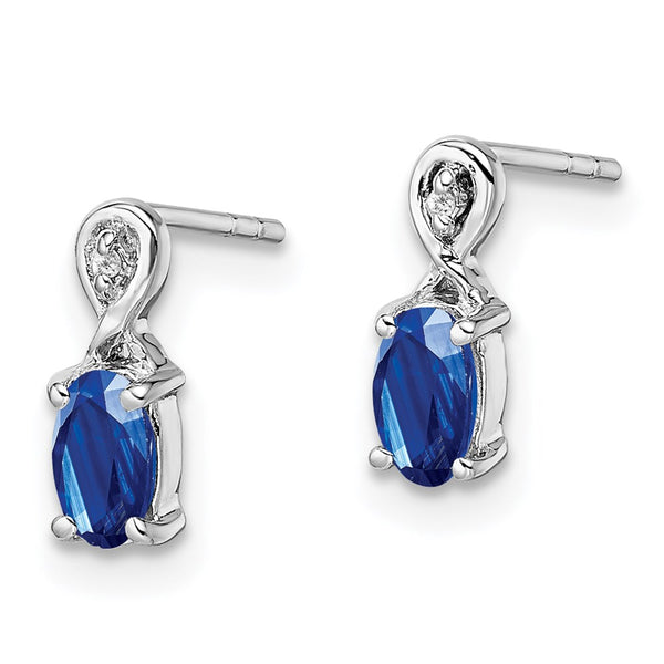 Rhodium-Plated Sterling Silver Earrings with Diamonds & Sapphires - Style GR1-1008207