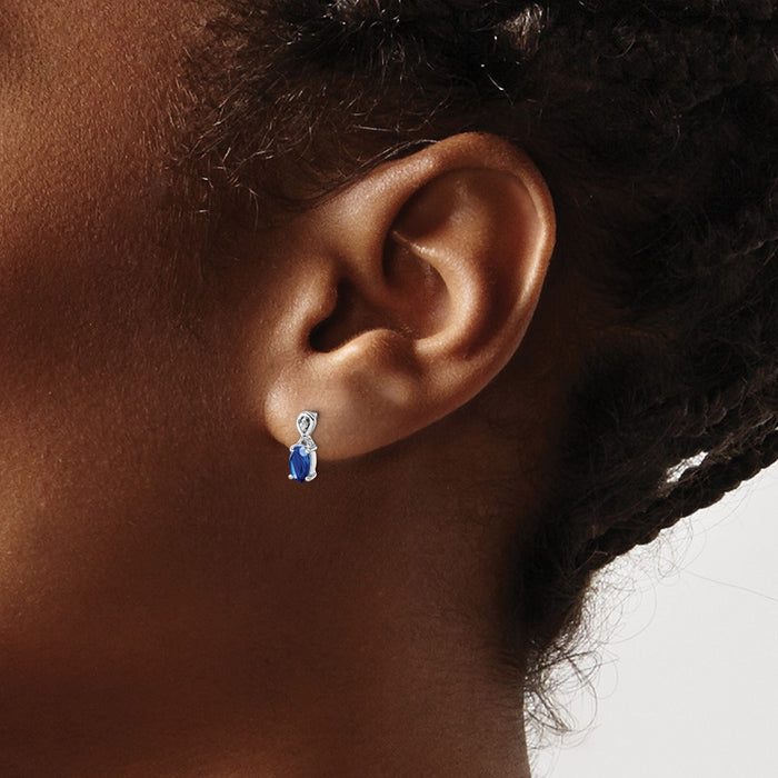 Exclusive Rhodium-Plated Sterling Silver Earrings with Diamonds & Sapphires - Stylish Value-3