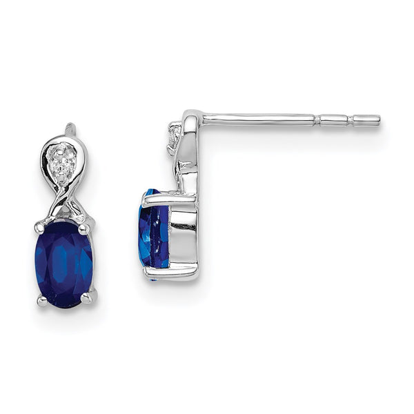 Rhodium-Plated Sterling Silver Earrings with Diamonds & Sapphires - Style GR1-1008207