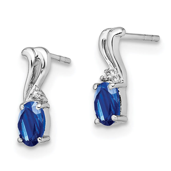 Rhodium-Plated Sterling Silver Earrings with Diamonds & Sapphires - Style GR1-1017668
