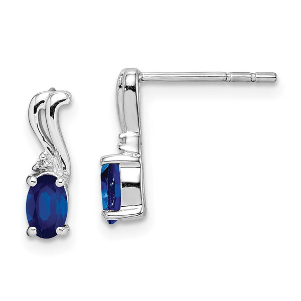 Rhodium-Plated Sterling Silver Earrings with Diamonds & Sapphires - Style GR1-1017668