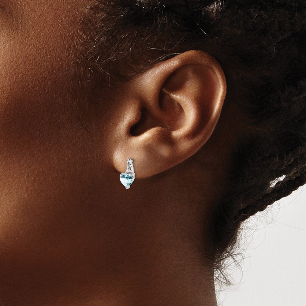 Exclusive Rhodium-Plated Sterling Silver Aquamarine Heart Earrings - Stylish Value!