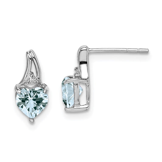 Exclusive Rhodium-Plated Sterling Silver Aquamarine Heart Earrings - Stylish Value!