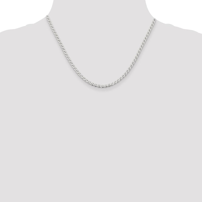 Buy Stylish 3.15mm Sterling Silver Diamond-Cut Flat Anchor Curb Chain-4