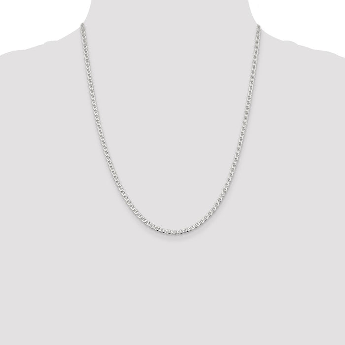 Buy Stylish Sterling Silver 3.15mm Double Curb Flat Anchor Chain - Luxury Value-4