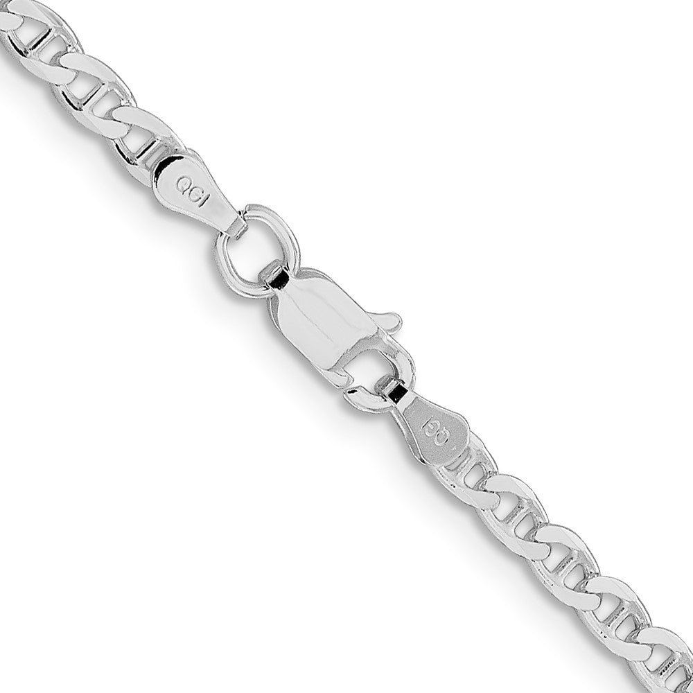 Buy Luxury Rhodium-Plated Sterling Silver 3.15mm Double Curb Chain