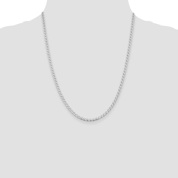 Exclusive Rhodium-Plated Sterling Silver 3.15mm Double Curb Chain - Stylish Value-4