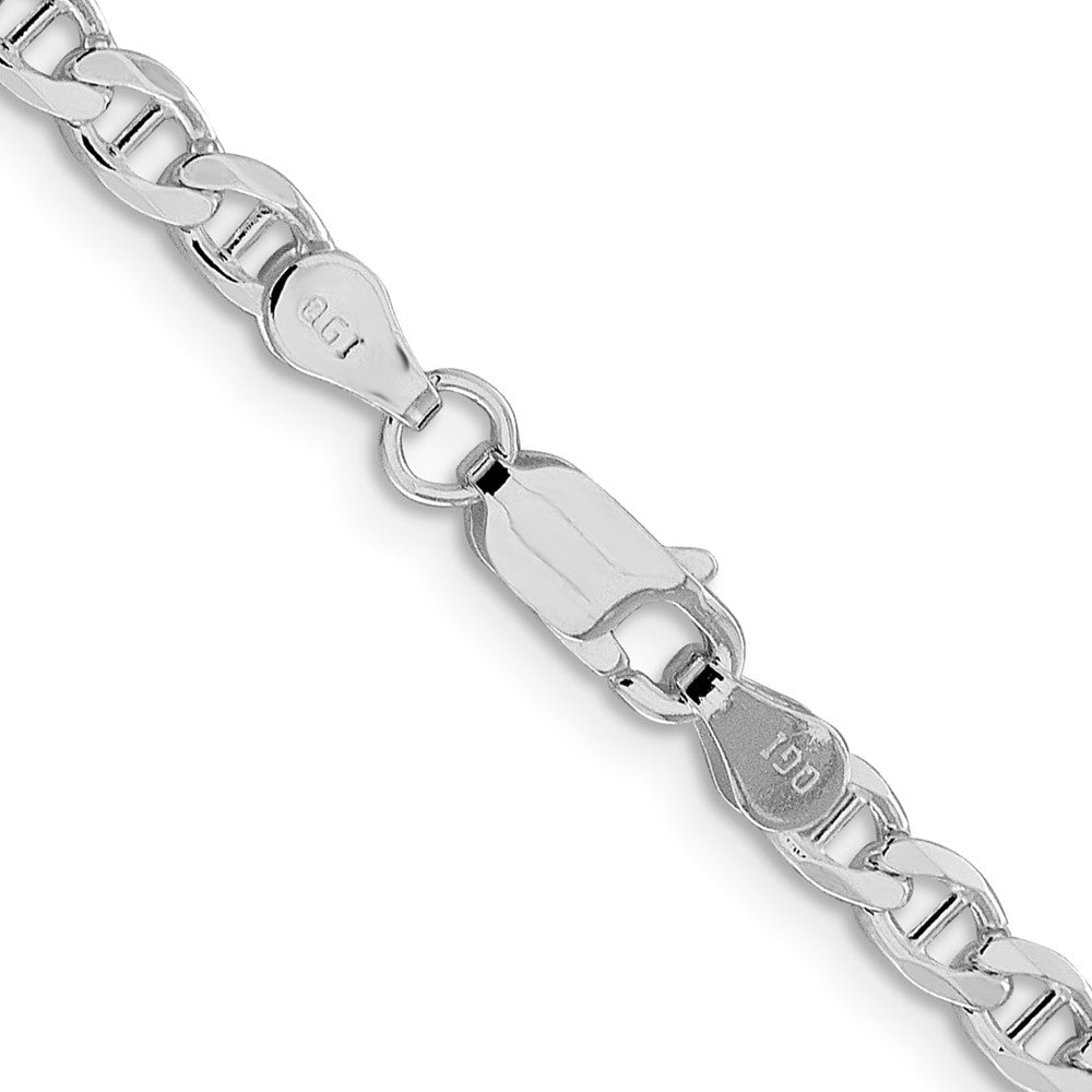 Buy Stylish Rhodium-Plated Sterling Silver 4.0mm Double Curb Chain - Luxury Value!