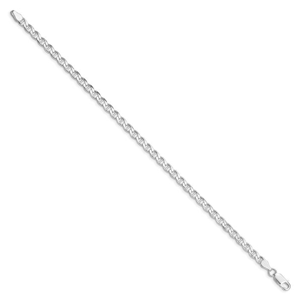 4.0mm Rhodium-Plated Sterling Silver Double Curb Anchor Chain