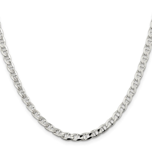 High-Quality 4.65mm Sterling Silver Double Curb Flat Anchor Chain - Stylish Value!