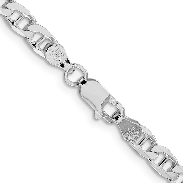 Buy Exclusive 4.65mm Rhodium-Plated Sterling Silver Double Curb Chain - Stylish Value-3