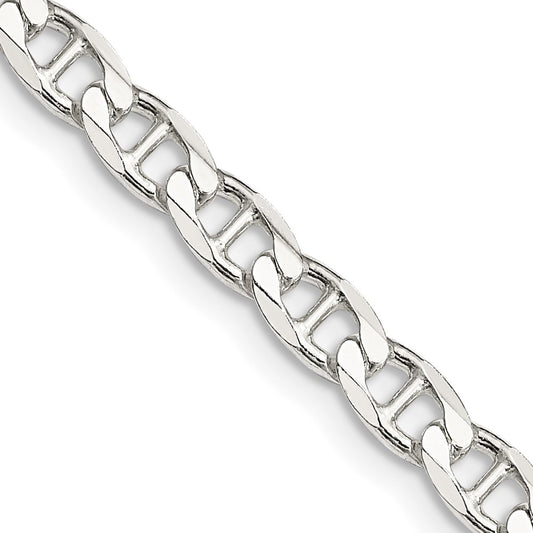 High-Quality 4.65mm Sterling Silver Double Curb Flat Anchor Chain - Stylish Value!