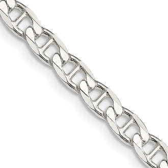 Exclusive Sterling Silver 4.65mm Diamond-Cut Flat Anchor Curb Chain - Stylish Value