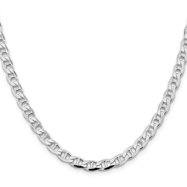 Rhodium-Plated Sterling Silver 5.7mm Double Curb Anchor Chain