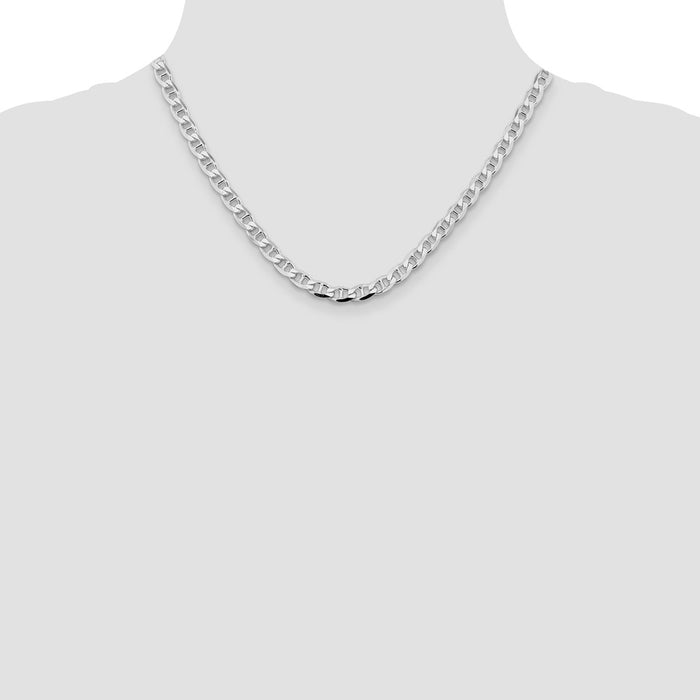 High-Quality Rhodium-Plated Sterling Silver 5.7mm Double Curb Anchor Chain-4