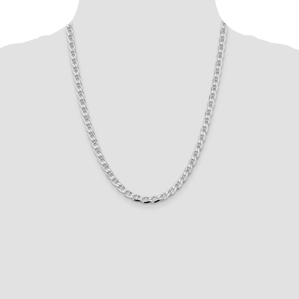 Buy Stylish Rhodium-Plated Sterling Silver 5.7mm Double Curb Flat Anchor Chain