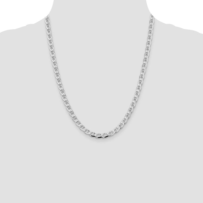 Buy Stylish Rhodium-Plated Sterling Silver 5.7mm Double Curb Flat Anchor Chain-4