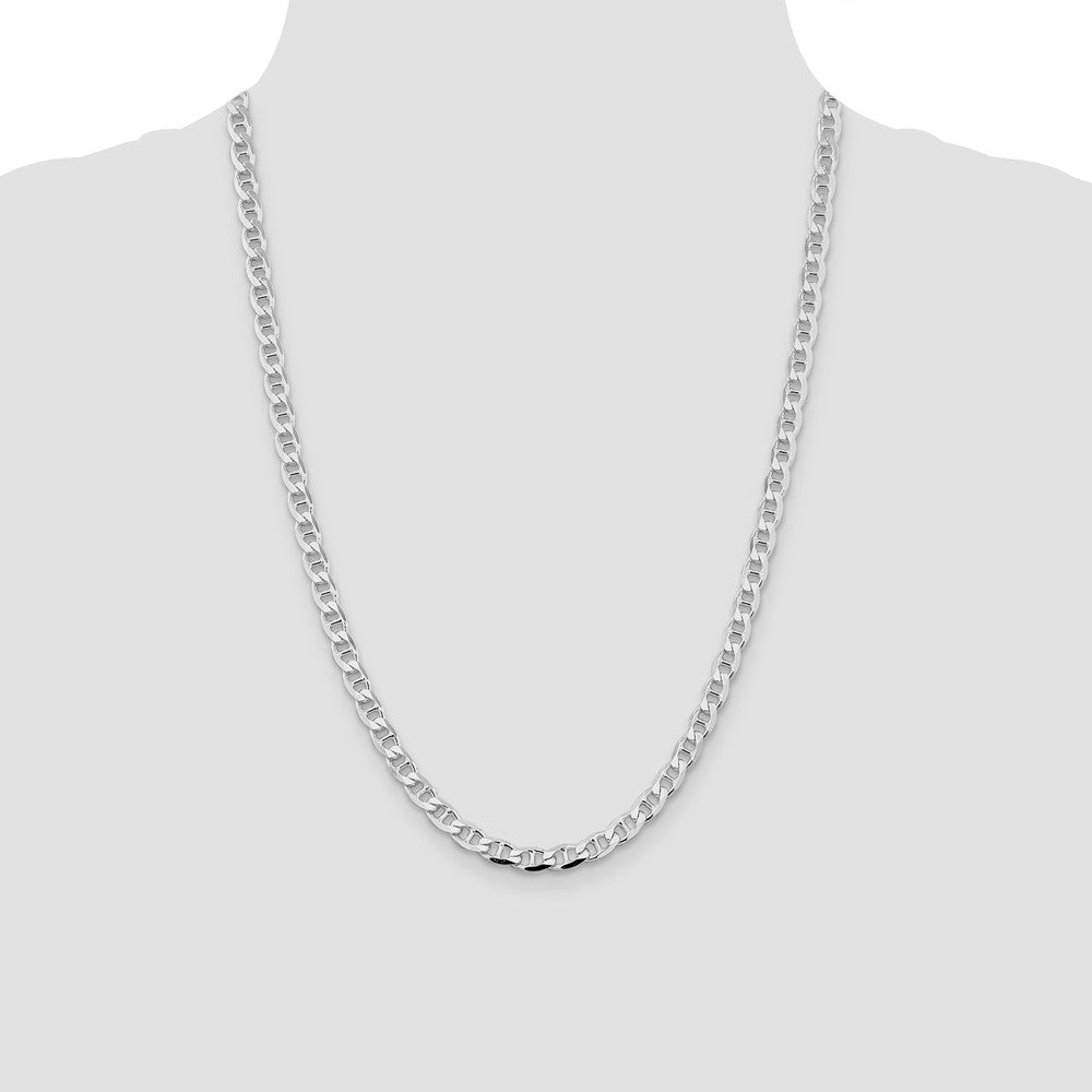 Exclusive Rhodium-Plated 5.7mm Double Curb Flat Anchor Chain - Stylish Value