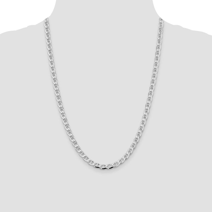 Exclusive Rhodium-Plated 5.7mm Double Curb Flat Anchor Chain - Stylish Value-4