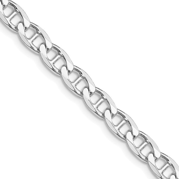 Rhodium-Plated 5.7mm Double Curb Flat Anchor Chain