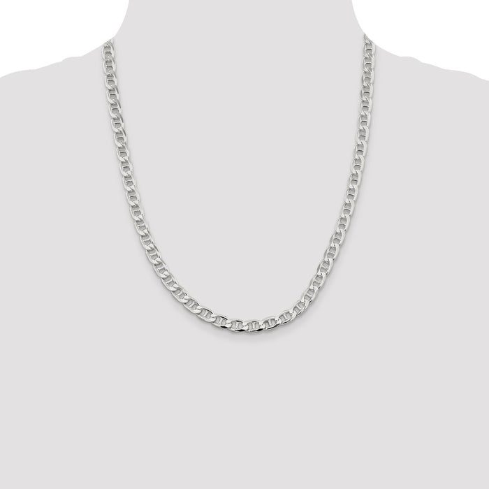 Buy Stylish 6.5mm Sterling Silver Double Curb Flat Anchor Chain-4