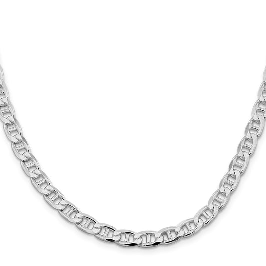 Buy Stylish Rhodium-Plated Sterling Silver 6.5mm Double Curb Anchor Chain