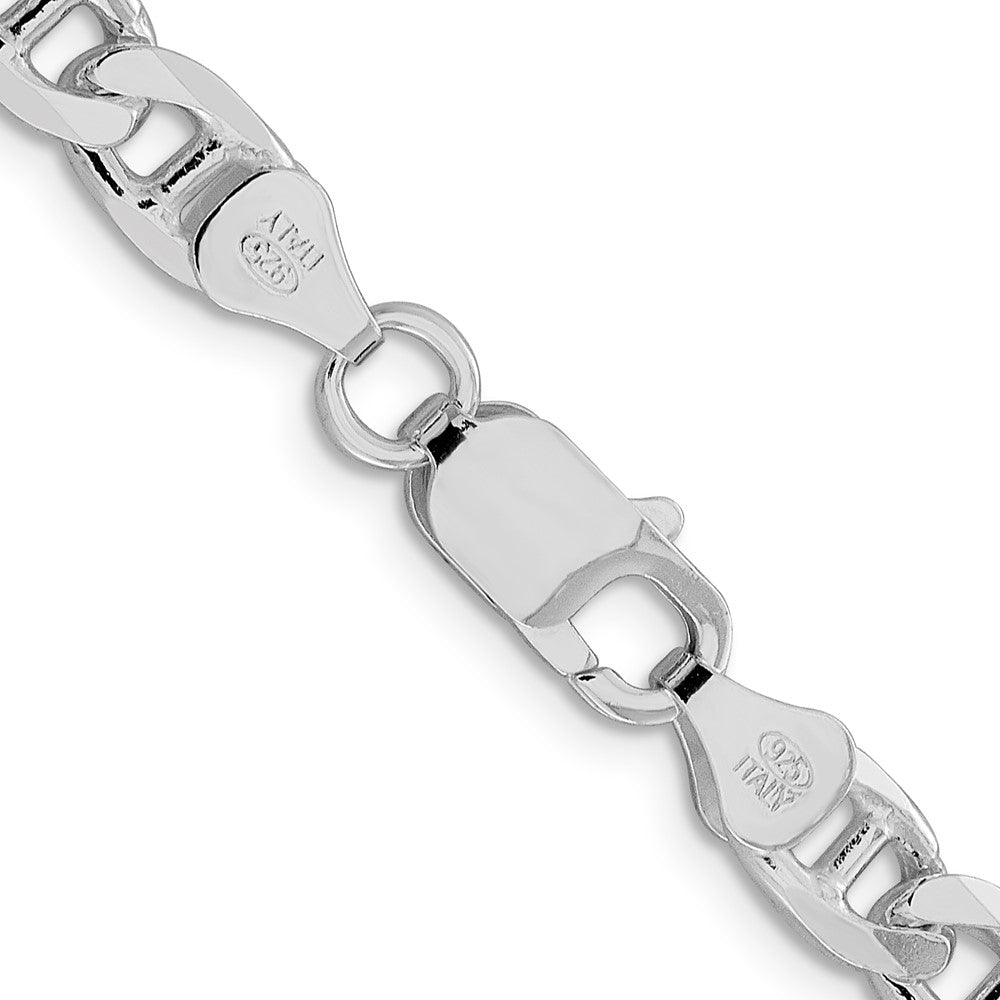 Buy Stylish Rhodium-Plated Sterling Silver 6.5mm Double Curb Anchor Chain