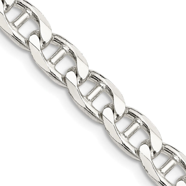 Sterling Silver 6.5mm Double Curb Flat Anchor Chain