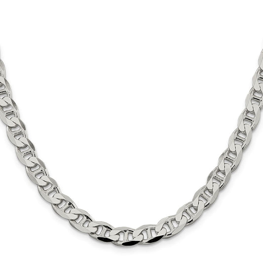Buy Stylish 7.4mm Sterling Silver Double Curb Flat Anchor Chain at Value Price