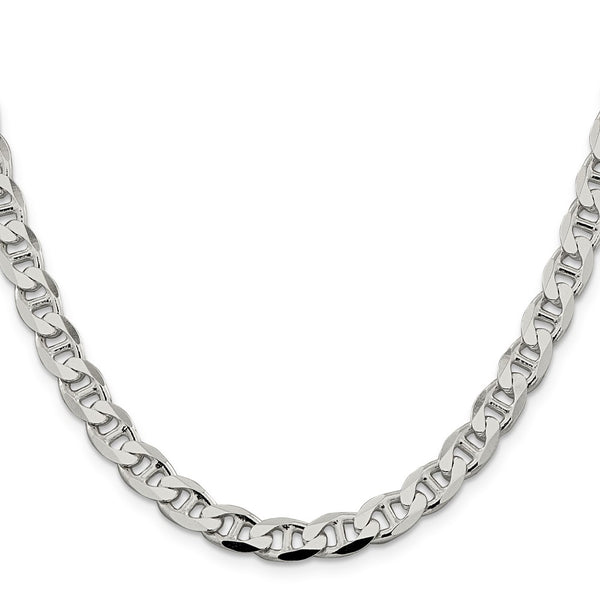 7.4mm Double Curb Flat Anchor Chain in Sterling Silver