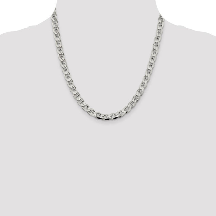 Buy Stylish 7.4mm Sterling Silver Double Curb Flat Anchor Chain at Value Price-4