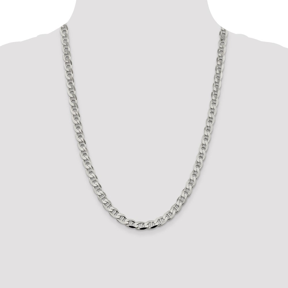 Buy Stylish 7.4mm Double Curb Flat Anchor Chain in High-Quality Sterling Silver