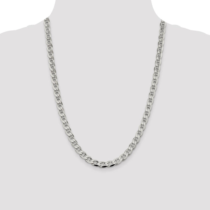 Buy Stylish 7.4mm Double Curb Flat Anchor Chain in High-Quality Sterling Silver-4